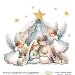 Pannellolenci presepe angeli 25 x 25 cm